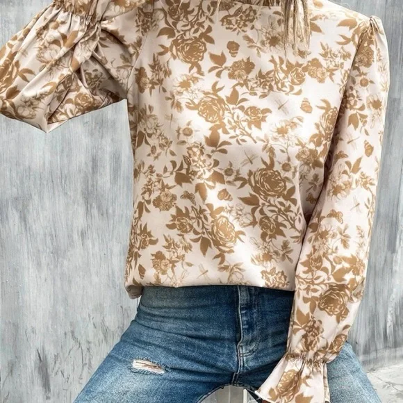 THANKSGIVING FLORAL LONG SLEEVE TOP - Picture 3 of 7